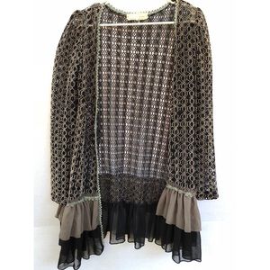Anthropologie delicate ruffle lace cardigan